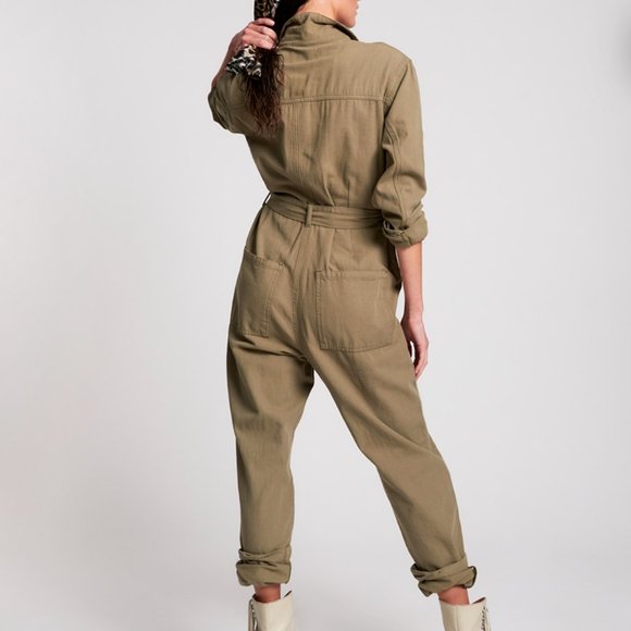 BNWT One Teaspoon Super Khaki Claudia Denim Overall Khaki Olive Green Jumpsuit - Picture 2 of 16